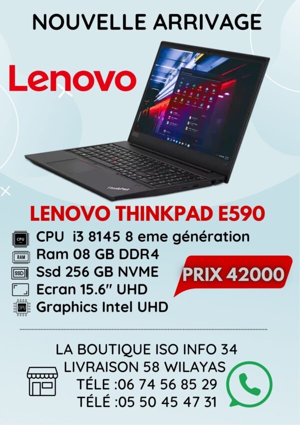 ayoo Lenovo ThinkPad E590 M3 8éme 8GB RAM 256SSD ECRAN 15 FHD